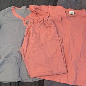 Coral & Grey Scrub Set